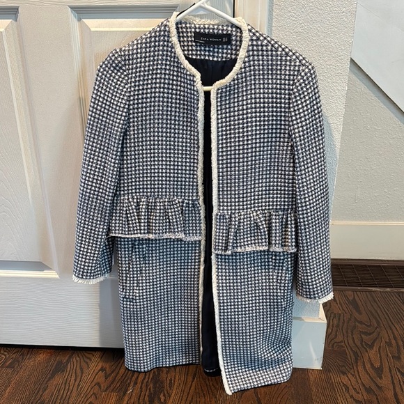 Zara Black and White Checkered Blazer